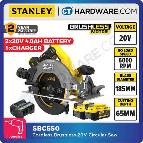 STANLEY SBC550 CORDLESS BRUSHLESS CIRCULAR SAW 20V 185MM ( SBC550-B1 )