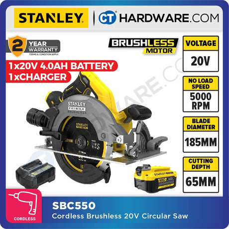 STANLEY SBC550 CORDLESS BRUSHLESS CIRCULAR SAW 20V 185MM ( SBC550-B1 )