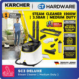 KARCHER SC3 DELUXE EASYFIX STEAM CLEANER 1900W | 3.5BAR | MEDIUM DUTY | 3.3KG | HEAT UP TIME 0.5MIN [ REPLACE SC3 EASYFIX ]