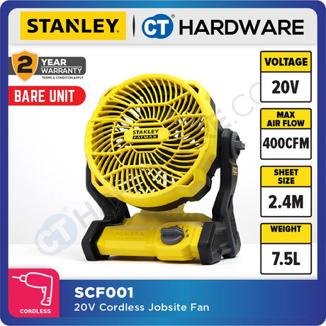 STANLEY SCF001 CORDLESS JOBSITE FAN 20V 400CFM 3 SPEED FAN 3KG = SCF001-KR