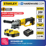 STANLEY SCG400 CORDLESS SMALL ANGLE GRINDER 20V 9000RPM DISC SIZE: 100/125MM [ SCG400-B1 ]