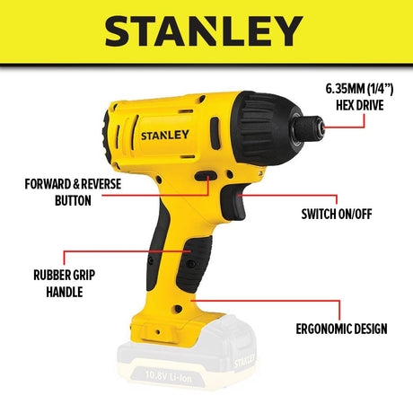 STANLEY SCI121S2-B1 12V IMPACT DRIVER 2500RPM 3200OPM COME WITH 2x 1.5AH BATTERY & 1x CHARGER