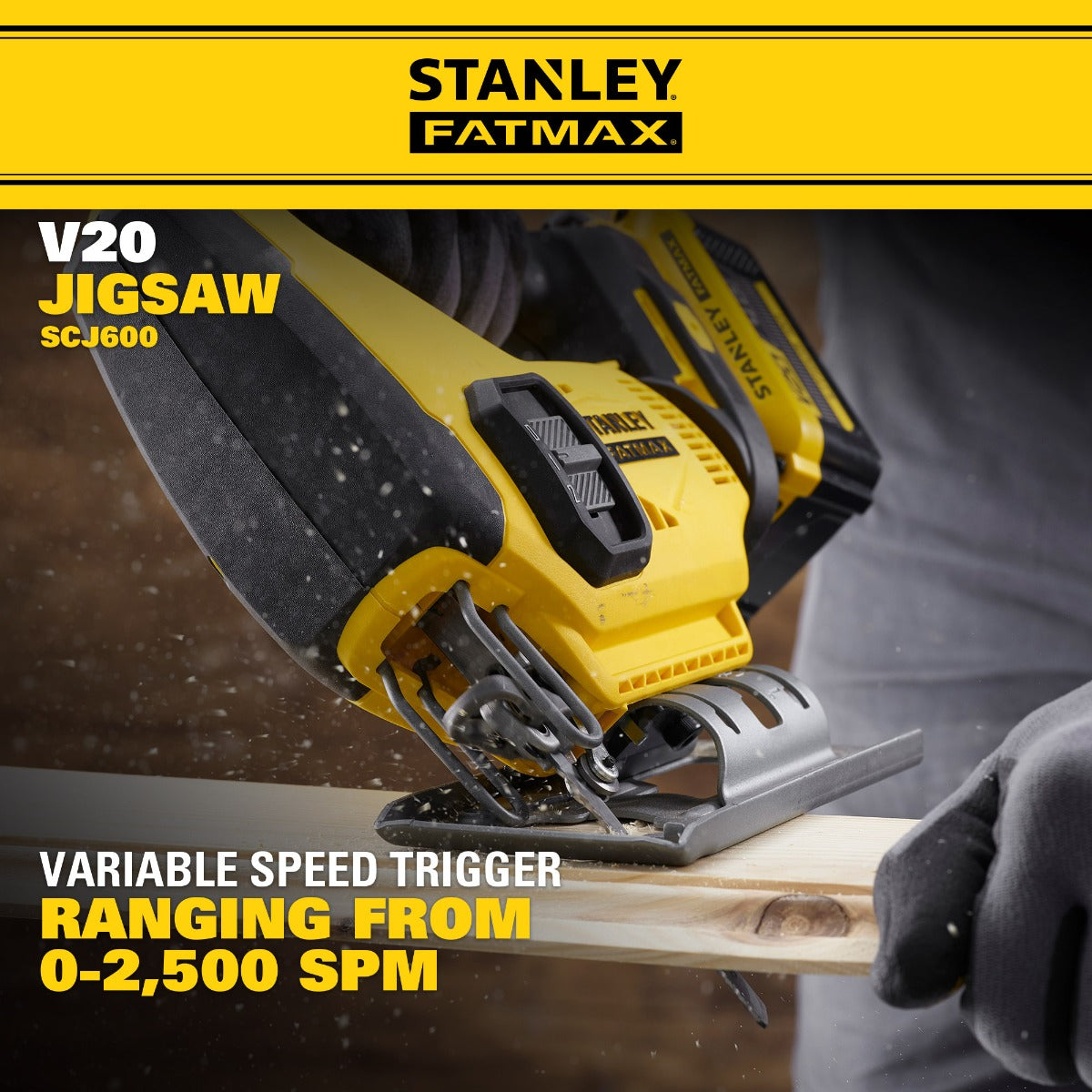 STANLEY SCJ600 CORDLESS JIGSAW 20V 2500SPM WITHOUT BATTERY CHARGER & BLADE ( SCJ600-B1 )