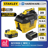 STANLEY SCV002-B1 CORDLESS WET & DRY VACUUM CLEANER 20V | 7.5L | 2.4M HOSE | HEPA FILTER [ SCV002 ]