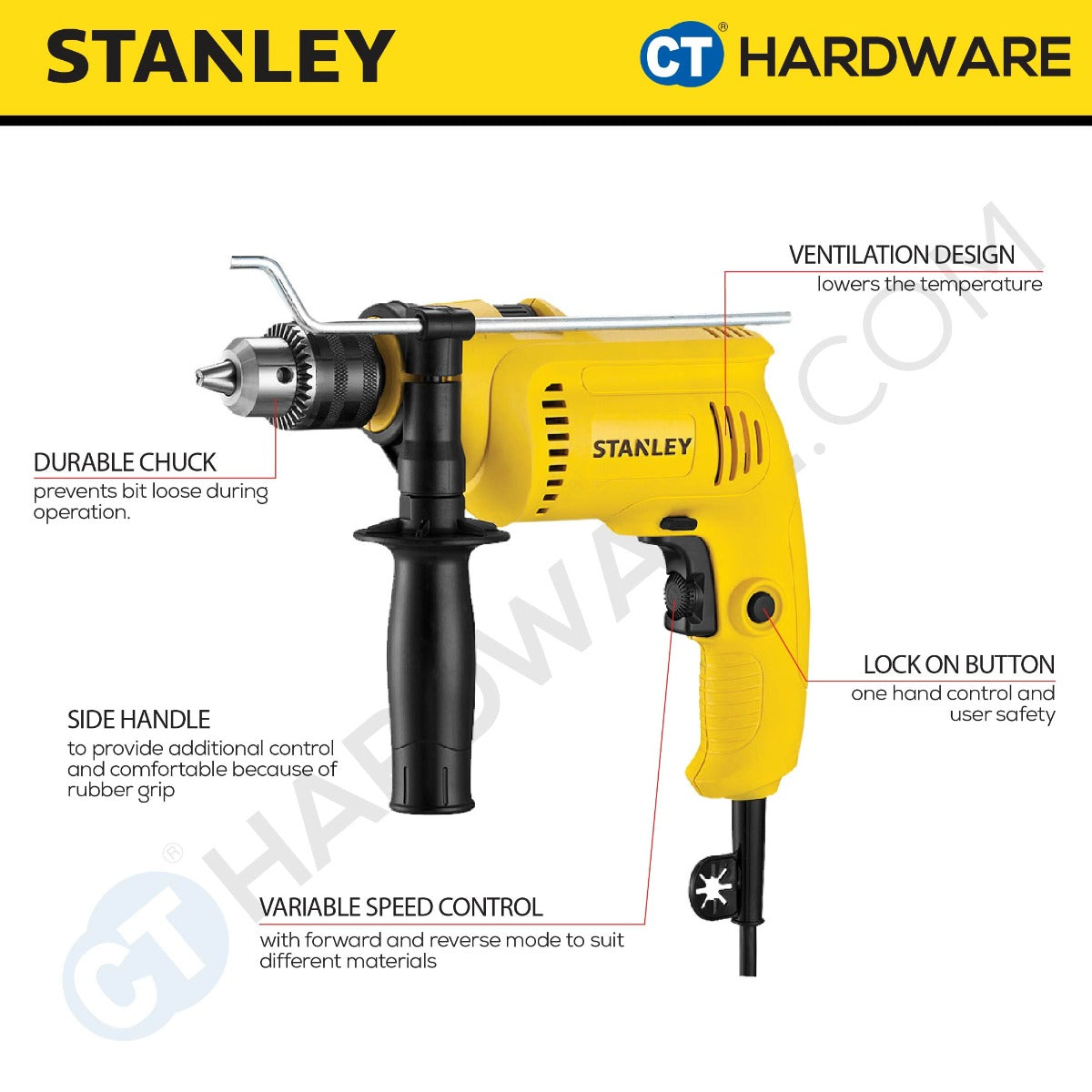 STANLEY SDH600KV CORDED PERCUSSION HAMMER DRILL 13MM | 550W [ YEAR END SALES ]