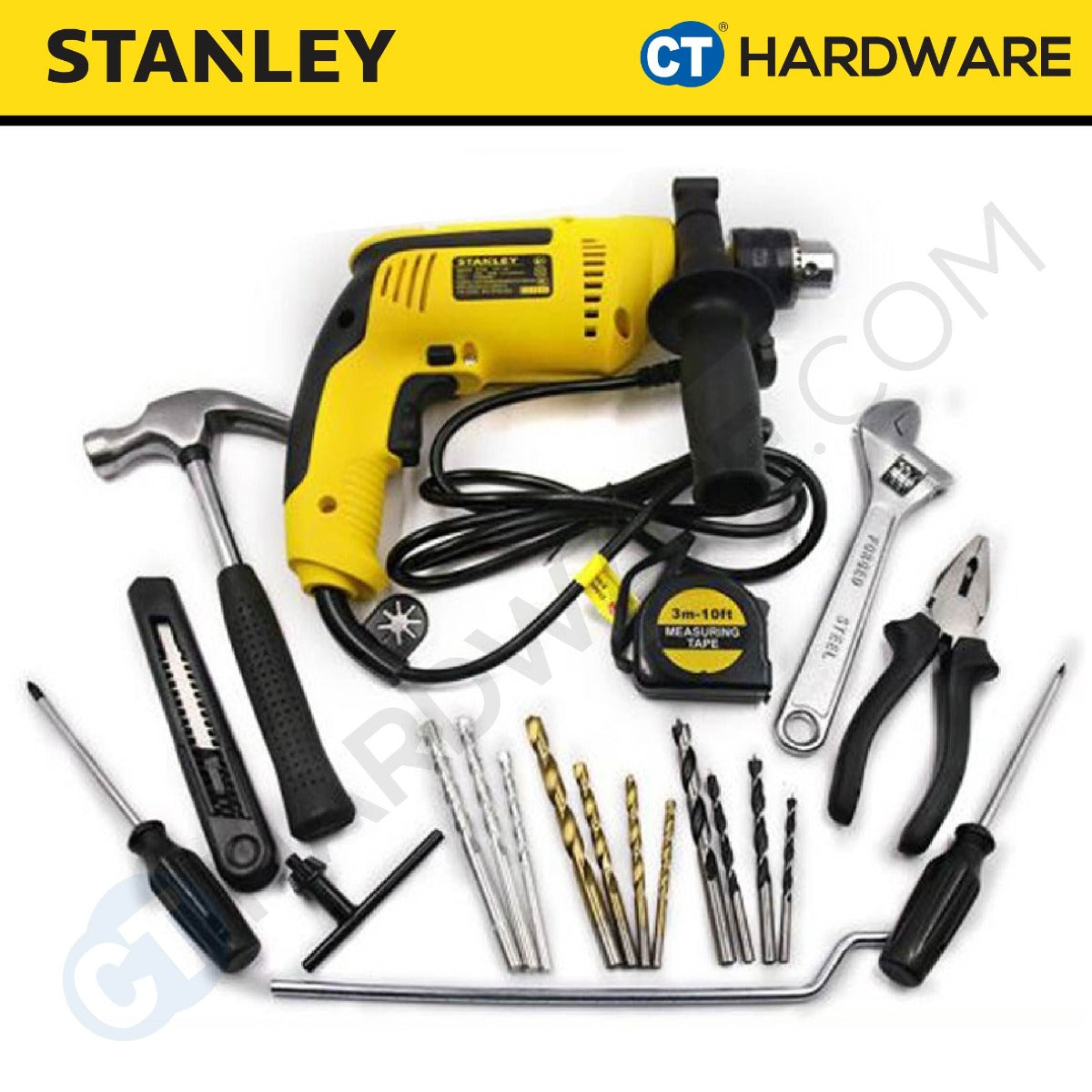 STANLEY SDH700KV CORDED PERCUSSION DRILL WITH ACCESSORIES SET 13MM | 650W