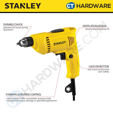 STANLEY SDR3006 CORDED ROTARY DRILL 300W | 6.5MM | 4500RPM