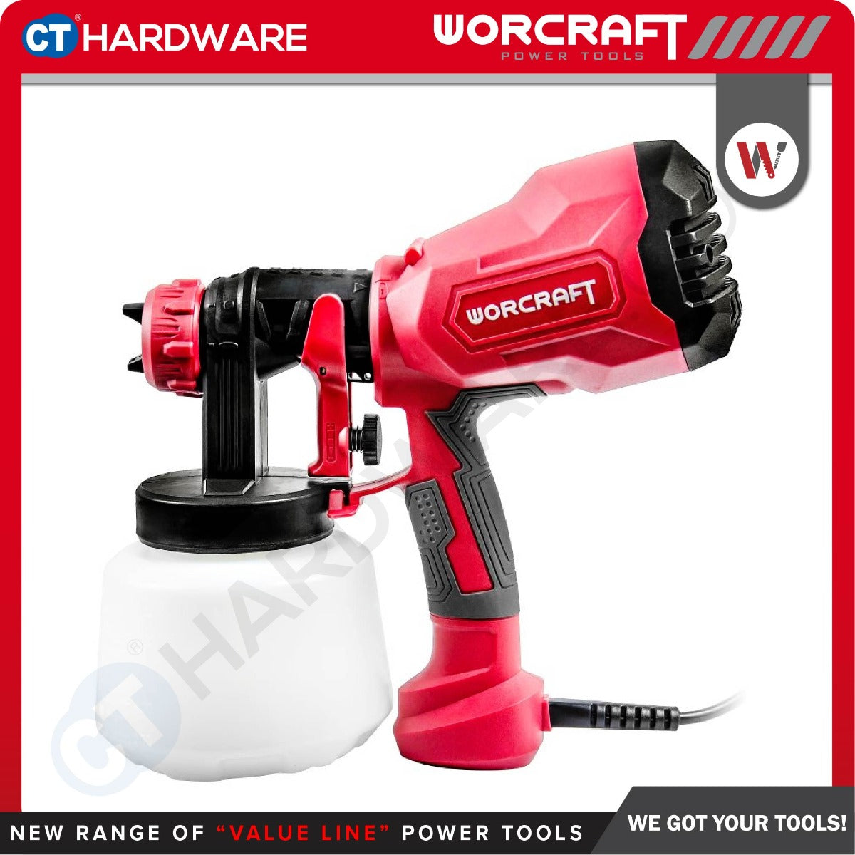 WORCRAFT SG04-1000 CORDED ELECTRIC SPRAY GUN 400W | 500ML/MIN | 1000ML [ SG041000 ]