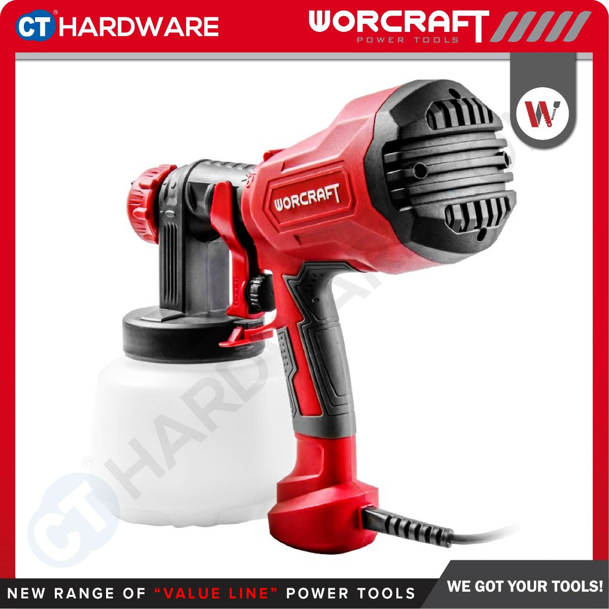 WORCRAFT SG04-1000 CORDED ELECTRIC SPRAY GUN 400W | 500ML/MIN | 1000ML [ SG041000 ]