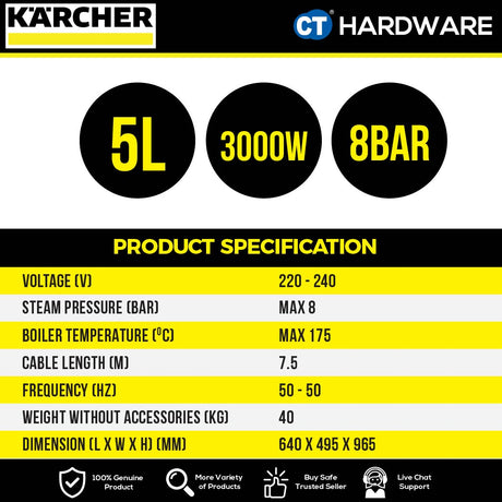 Karcher SGV 8/5 Professional Steam Vacuum Cleaner 3000W 8 Bar [SGV85 | 10920100]