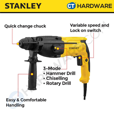 STANLEY SHR263KA CORDED ROTARY HAMMER 26MM | 800W | 3-MODE | SDS-PLUS