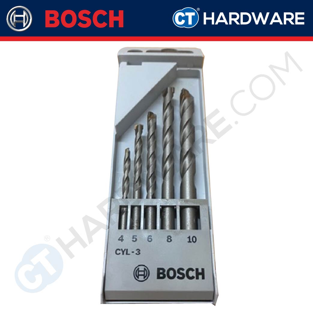 BOSCH 2 608 680 726 SILVER PERCUSSION ( CYL-3 ) DRILL BIT SET  SIZE 4 MM,5 MM,6 MM,8 MM,10 MM [  2608680726  ]