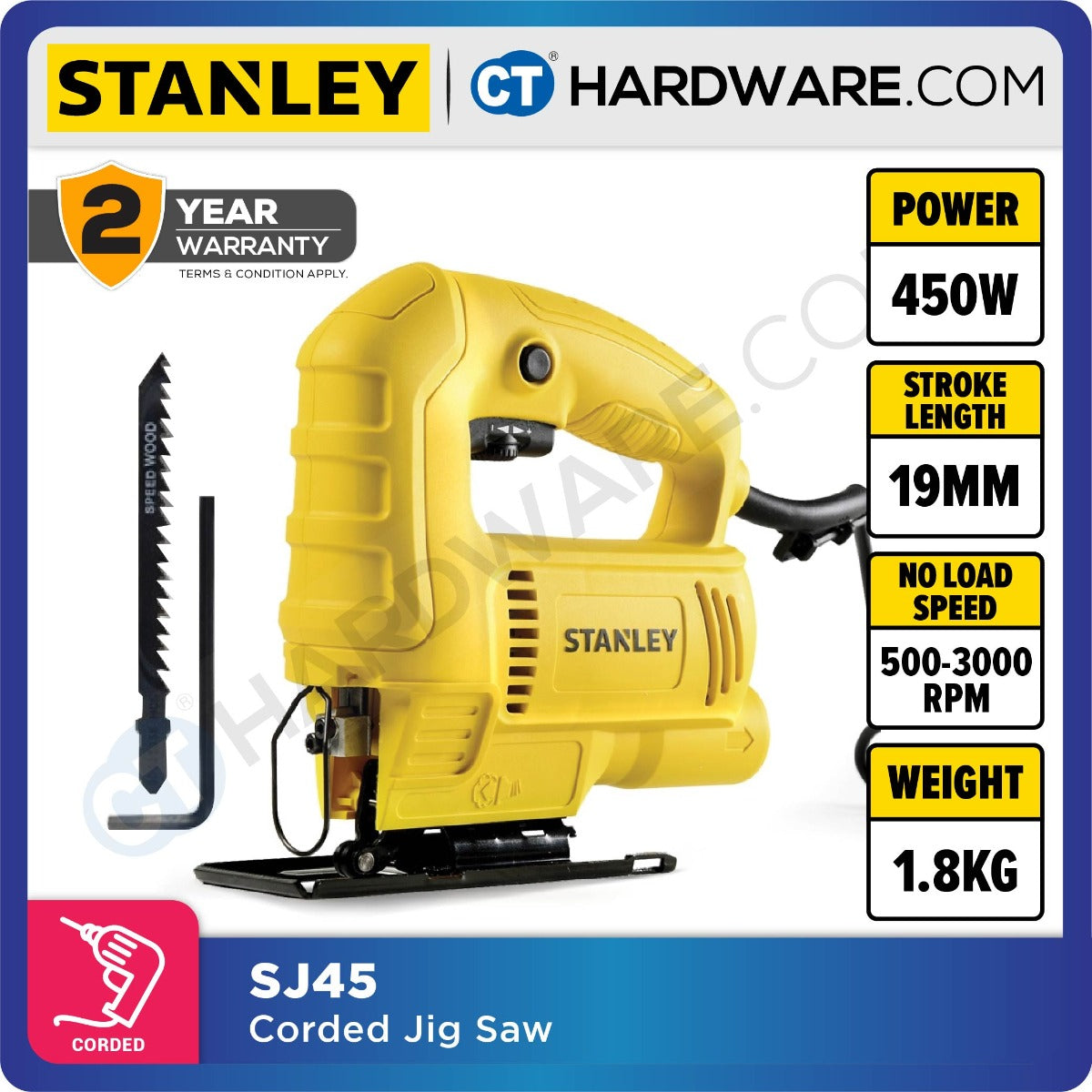 STANLEY SJ45 CORDED JIGSAW 450W 500-3000RPM [ YEAR END SALES ]