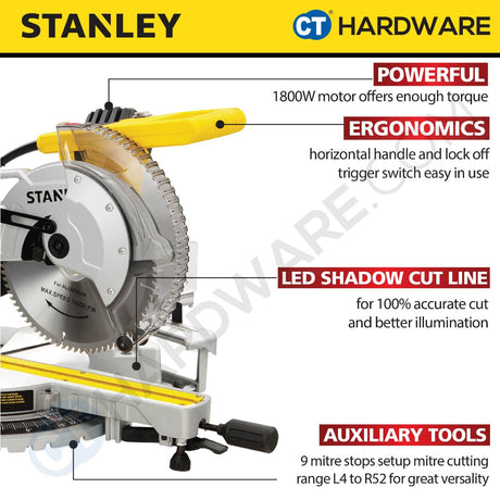 Stanley SM18-B1 Sliding Mitre Saw 10" 254mm 1800W [SM18]