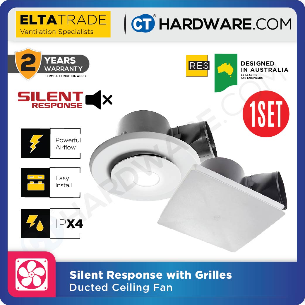 ELTA TRADE DUCTED CEILING FAN (SET) SRF100 SILENT RESPONSE with SRG100 HEADER BOX GRILLES  (4 VARIATION) [EXHAUST FAN]