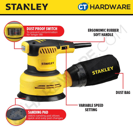 STANLEY SS30 RANDOM ORBITAL SANDER 5" 300W 4000-12000OPM