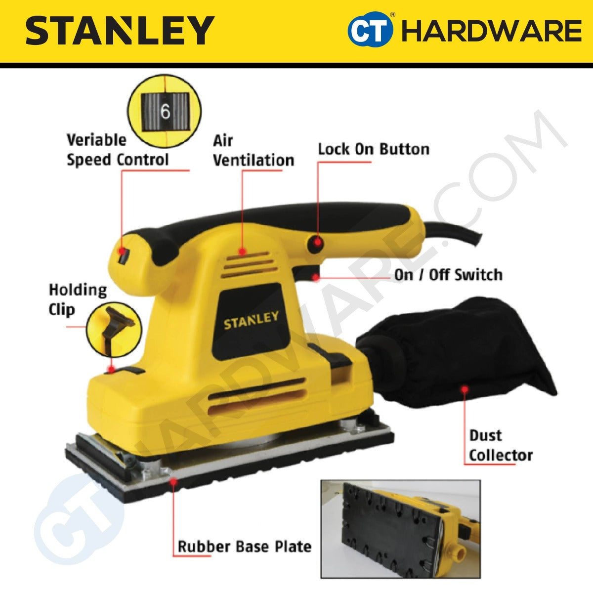 STANLEY SSS310 CORDED 1/2" SHEET SANDER 310W | 6000-10000RPM | 115 X 280MM