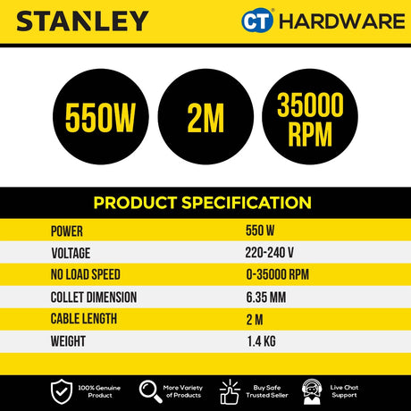 STANLEY ST55 CORDED TRIMMER 550W 6.35MM