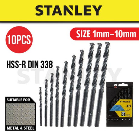STANLEY STA56030-QZ METAL DRILL BIT SET (10PCS) 1MM - 10MM )