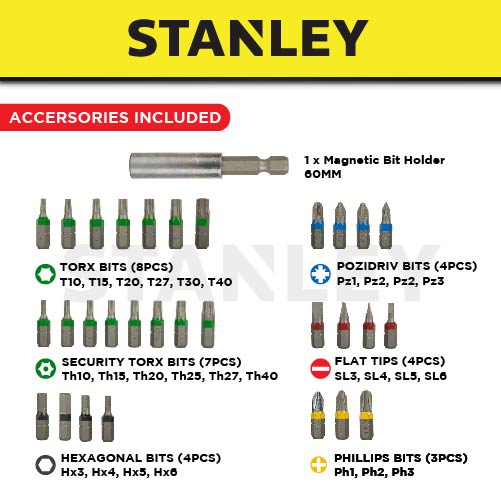 STANLEY STA60490-XJ COLOUR RING SCREWDRIVER SET X 31PCS