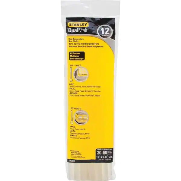 STANLEY GS25DT DUAL TEMP GLUE STICK 254 X 11.3MM / 10" X 0.45" ( WHITE ) X 12PCS