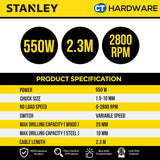 STANLEY STDR5510 CORDED ROTARY DRILL 550W | 10MM