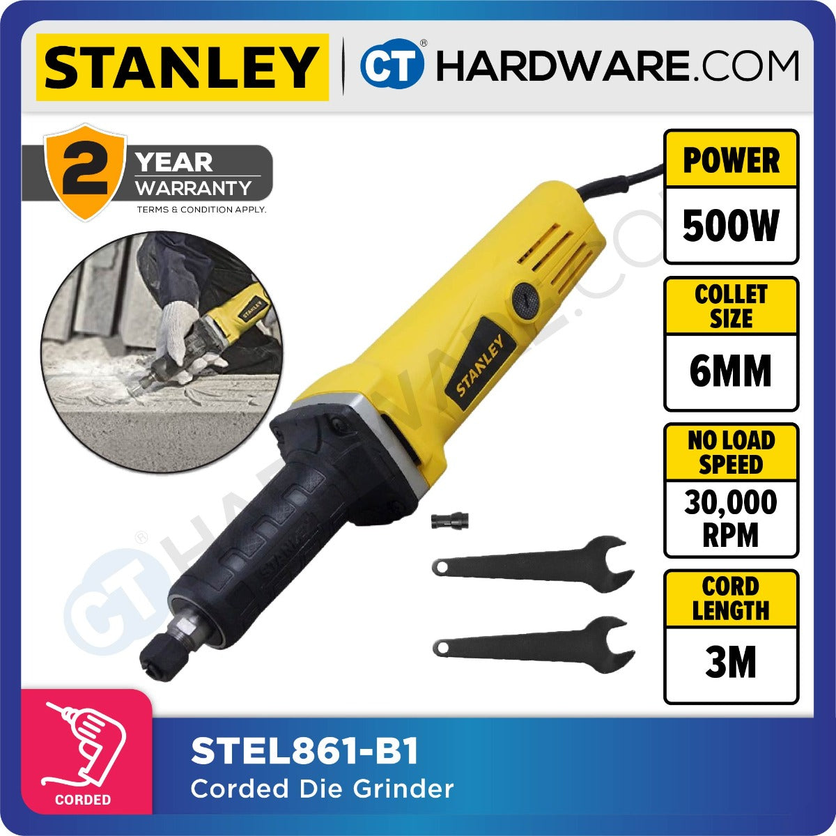 STANLEY STEL861 CORDED DIE GRINDER 500W | 6MM | M15