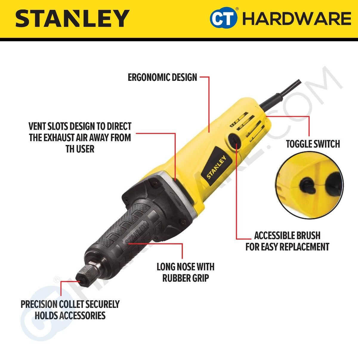 STANLEY STEL861 CORDED DIE GRINDER 500W | 6MM | M15