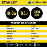 STANLEY STHM5KHV CORDED HEX CHIPPING HAMMER 1010W | 17MM