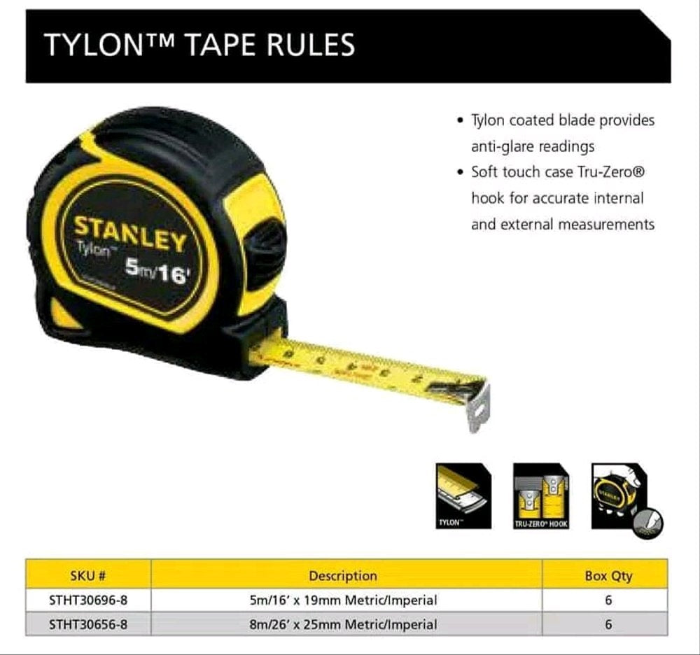 Stanley STHT36194 MEASURING TAPE TYLON 16 FEET 5M  ( OLD CODE = STHT30696-8 )
