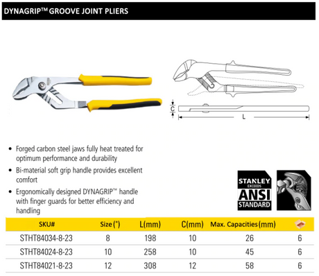 Stanley STHT84024-8 GROOVE JOINT PLIER 10"