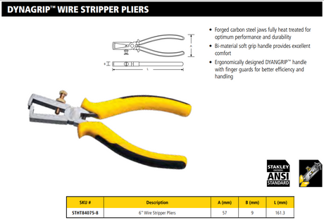 Stanley STHT84075-8 Dynagrip® Wire Stripper Plier 6"