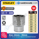 STANLEY STMT729-8B METRIC STANDARD SOCKET 1/2"  DRIVE 12 POINTS | SIZE: 22MM - 36MM