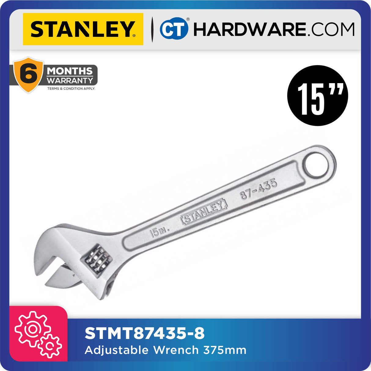 Stanley ADJUSTABLE WRENCH SIZE FROM 6" TO 15" (5 SIZE OPTION) - 1PC