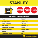 STANLEY STP18 CORDED PORTABLE TABLE WOOD PLANER 1800W 13" 330MM  ( STP18-B1 )