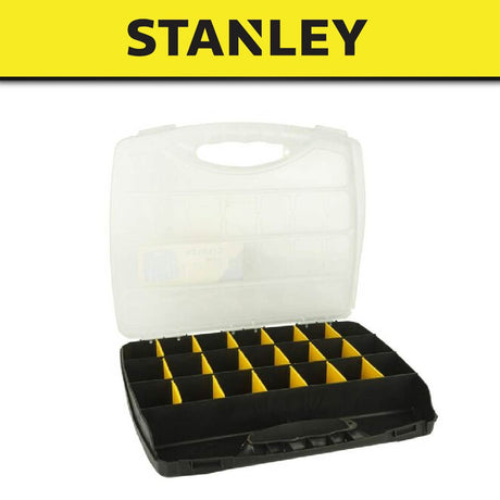 STANLEY STST73823-8 STORAGE TOOL BOX POLYCARBONATE MEDIUM ORGANIZER WITH 21 SEPARATOR SLOT & TRANSPARENT LID