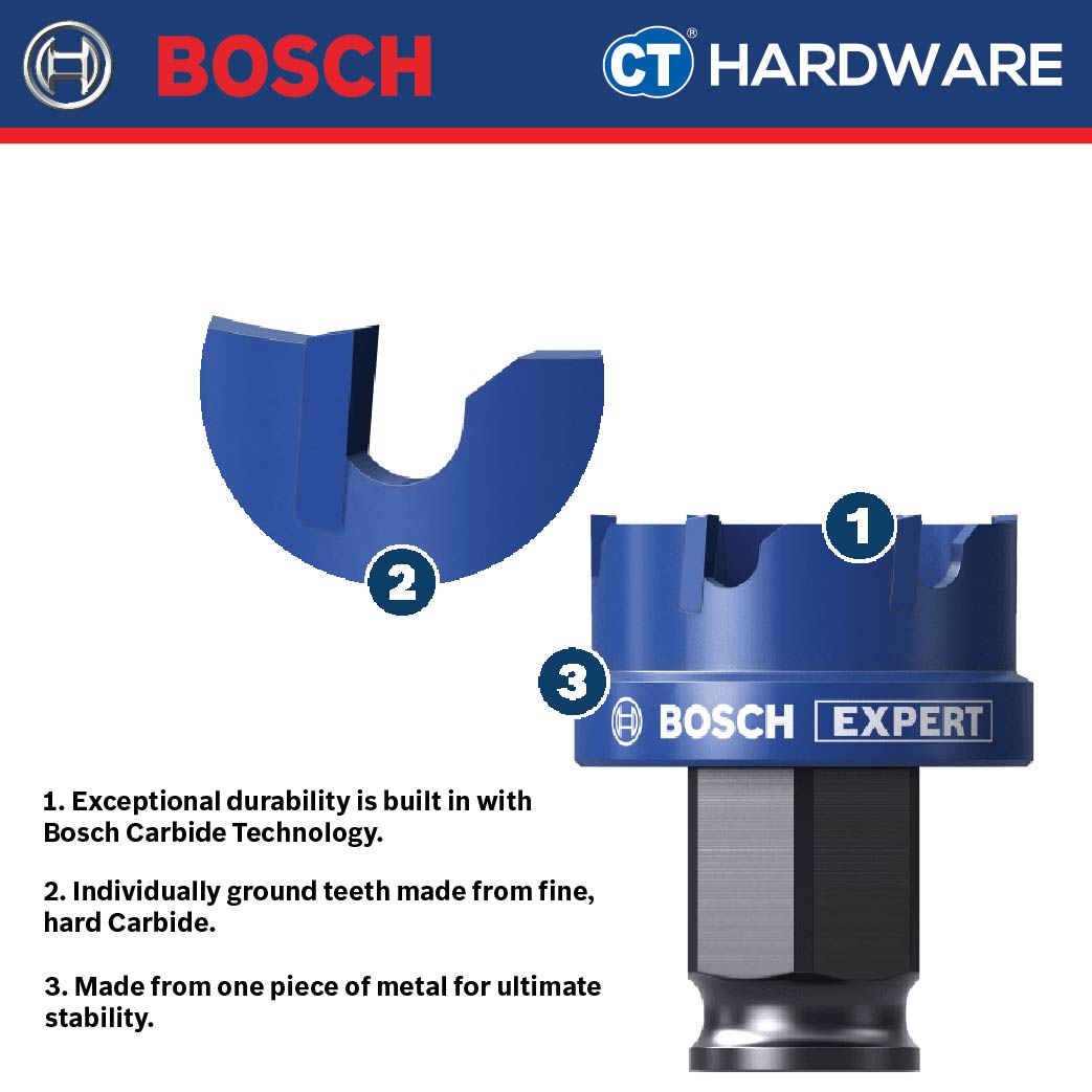 BOSCH EXPERT SHEET METAL TCT HOLE SAWS [ TCT HOLESAW ] FOR ROTARY DRILL/DRIVER AND DRILL/DRIVER SIZE 16-90MM