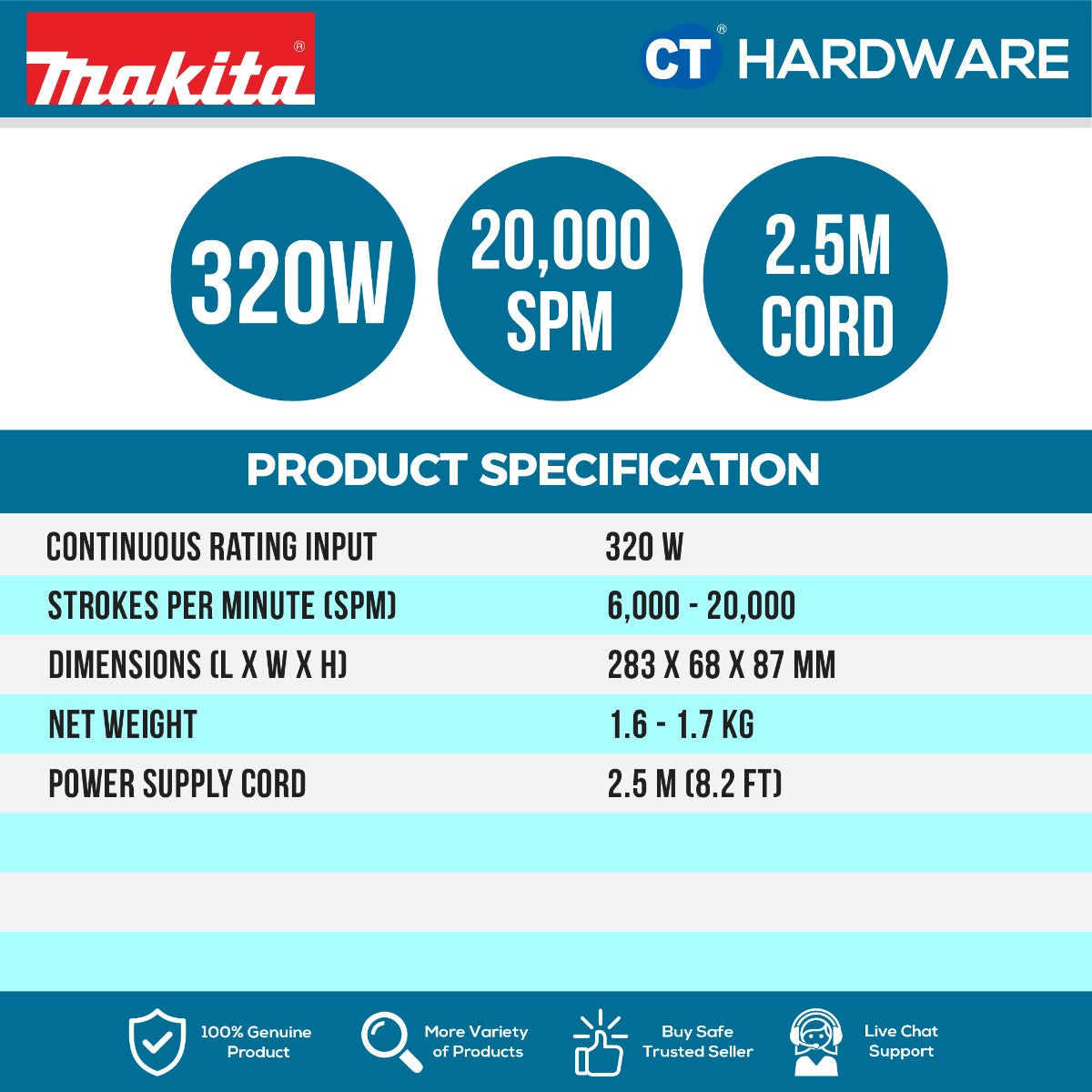 MAKITA TM3010CX6 320W 6000-20,00SPM 1.6KG