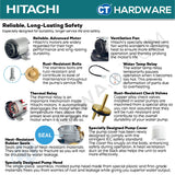 HITACHI TM-P300XS AUTOMATIC WATER PUMP TURBINE TYPE 1" | 300W | 80L/M | 5M/S | 18M/H (PREMIUM & SILENT TYPE) [ TMP300XS ]