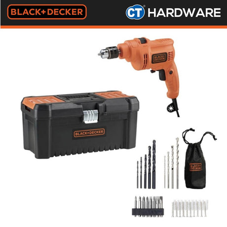 BLACK+DECKER TP555KPR 10MM HAMMER DRILL 550W WITH ACCESSORIES
