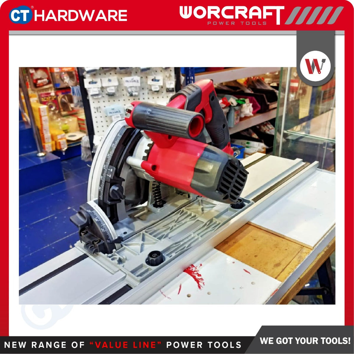 WORCRAFT TS12-165 CORDED PLUNGE TRACK SAW 165 MM | 1200W | 6000RPM COME WITH GUIDE RAIL [ TS12165 ]