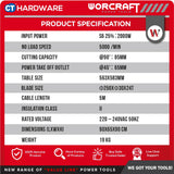 WORCRAFT TS2000A TABLE SAW 10" | 2000W | 5000RPM