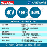 MAKITA UA004 GM102/ GZ01 CORDLESS TELESCOPIC POLE SAW 40V 12" 1500W 160ML