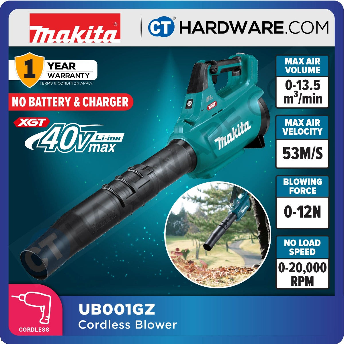 Makita UB001GM101/ GZ XGT 40Vmax Cordless Brushless Blower (Body Only | 1-Battery)