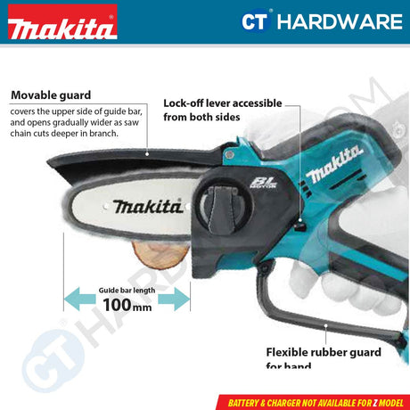 MAKITA UC100DZ CORDLESS PRUNING SAW 12V | 4' | 210W | 55ML WITHOUT BATTERY AND CHARGER