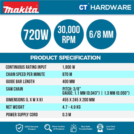 MAKITA UC4041A ELECTRIC CHAIN SAW 16" 1800W