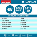 MAKITA UT001GZ 40Vmax CORDLESS MIXER WITHOUT BATTERY AND CHARGER