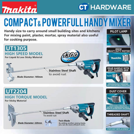 Makita UT1305 Mixer 850W C/W Mixer Blade 165mm