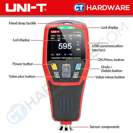 UNI-T UT343D COATING THICKNESS GAUGE 1250UM | 3V BATTERY