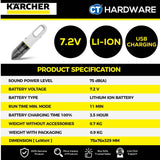 Karcher VCH 2 Cordless Handheld Vacuum Cleaner 7.2V [VCH2 | 11984000]